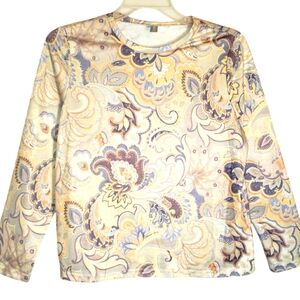 Normcore women's lg geometric fall print long sleeves pullover blouse. 5061